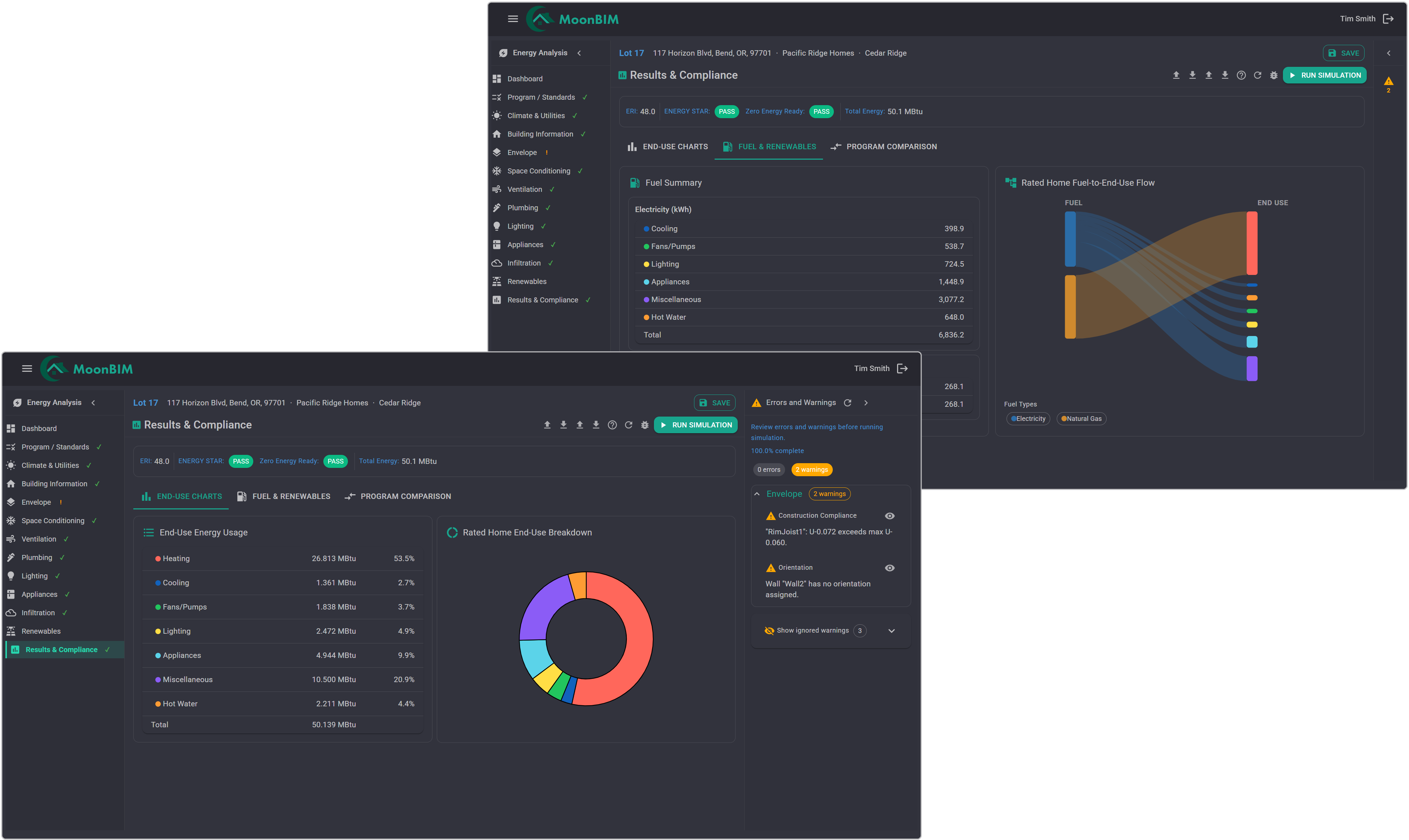 MoonBIM energy analysis results view